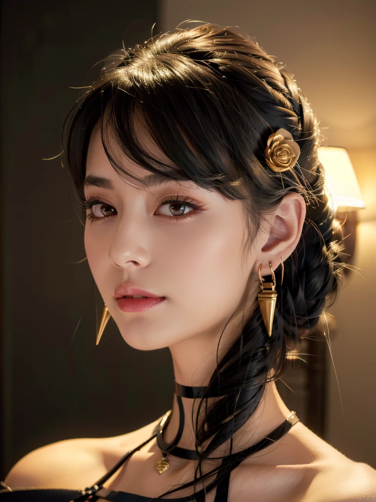 Ultra-detailed complex 3D rendering of the face, (Colossal: 8.8), (masterpiece, top quality, octane rendering, 8K), glamour shot full body image, very beautiful young elf, cleavage, (very detailed skin: 1.2), (exposure: 1.1), brown hair, (((White bikini: 1.95))))), beautiful Caucasian woman with full soft breasts and dark skin with big buttocks, one, long braided hair, Big breasts, dynamic angles, mystical expressions, ultra-realistic photos, ((((portrait))), bare feet, futuristic city background, facial muscles, detailed and beautiful gold crown, in the style of Marvel Comics, ArtStation Trends, Clear Focus, Studio Photography, Intricate Details, Very Detailed, Detailed Red Eyes, Very Detailed, Sharp Focus, Digital rendering, professional, abs, dark grey background, shot with Canon EOS R 6, (Saint Seiya:1.4), detailed jewelry necklace,detailed jewelry bangles,