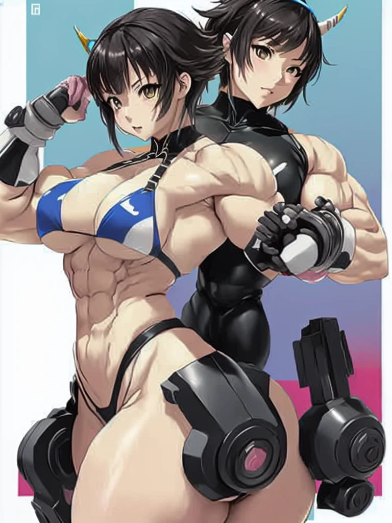 anime girl with cow ears and cow tail, muscular!!, muscular!, muscular girl, Oppai, biomechanical Oppai, muscular!!!, Makoto, sww version, strongest pose, Chun Li na academia, muscular!! Sci-fi, inspired by Masamune Shirow, makoto kano, Oppai proportions, makoto shinka