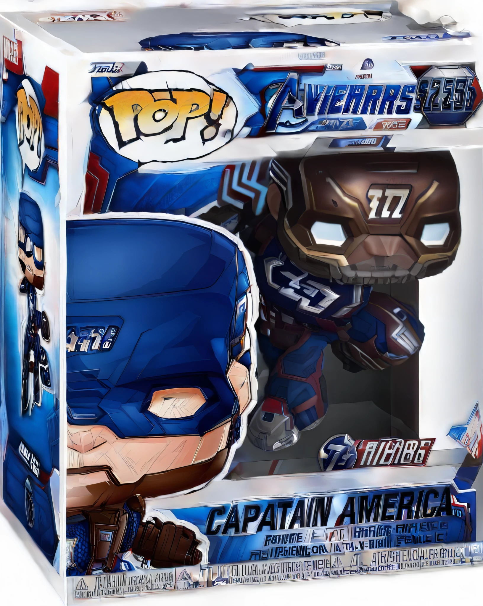Funko Pop, Captain America, in a Funko Pop box, English text,