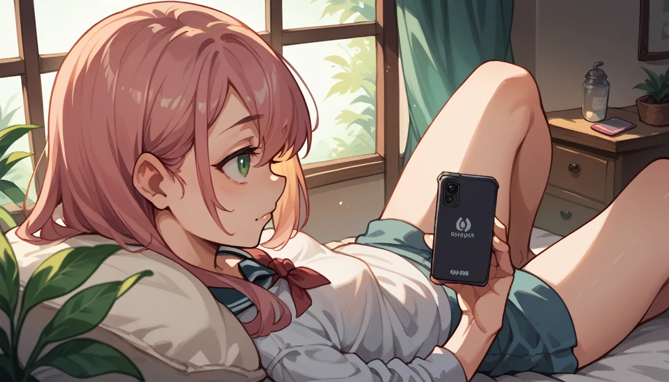 Girl looking at smartphone