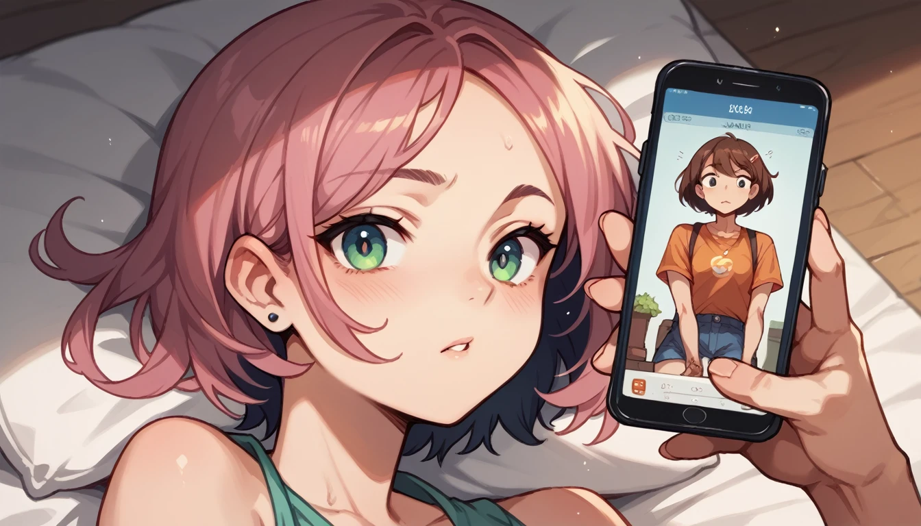 Girl looking at smartphone