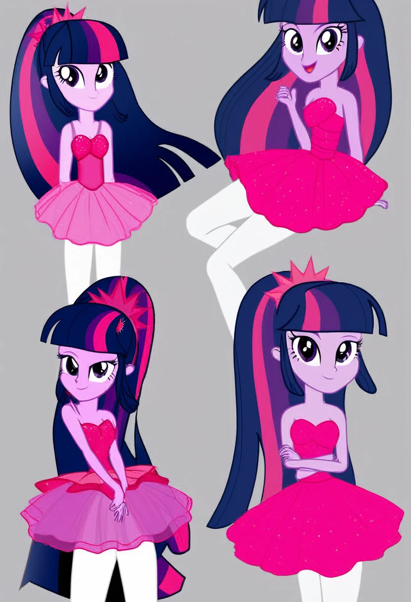 (EqG) Twilight sparkle in she dances ballet in a pink dress and white tights