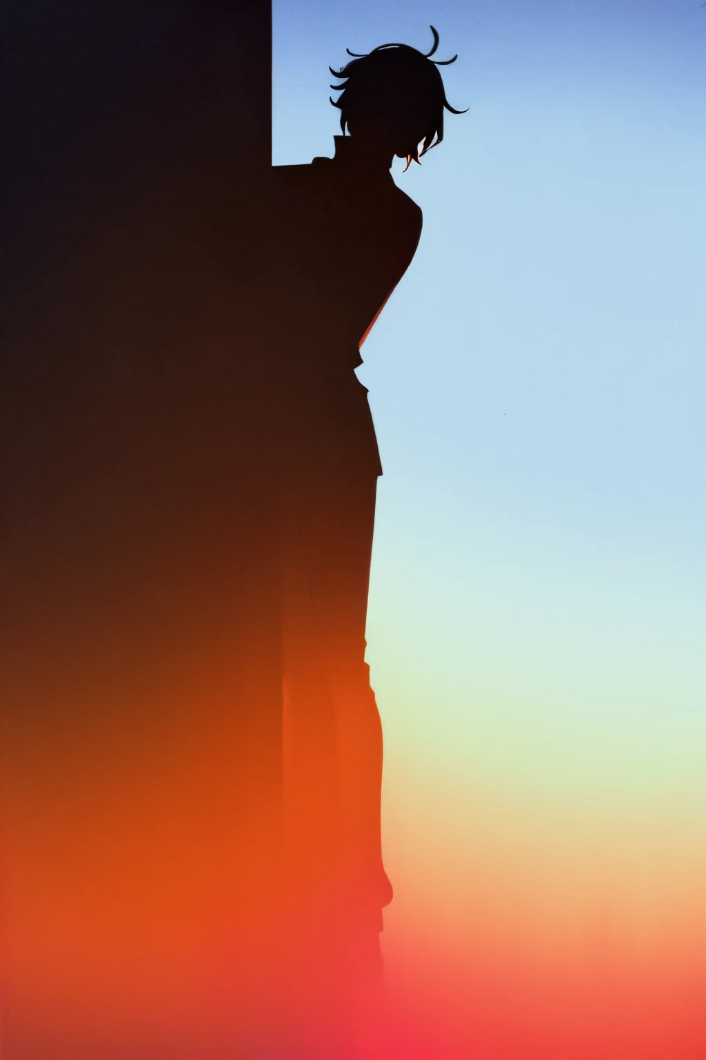 solo, 1boy, ((silhouette:1.4))