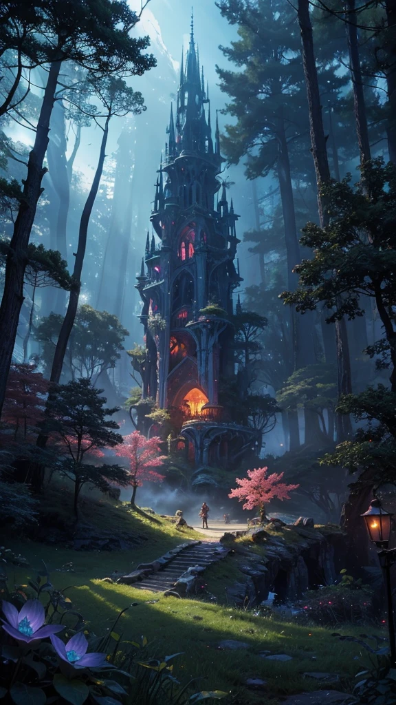 A stunning fantasy landscape, a magical forest with glowing fairies, a sense of adventure and hope, detailed fantasy elements, cinematic lighting, vibrant colors