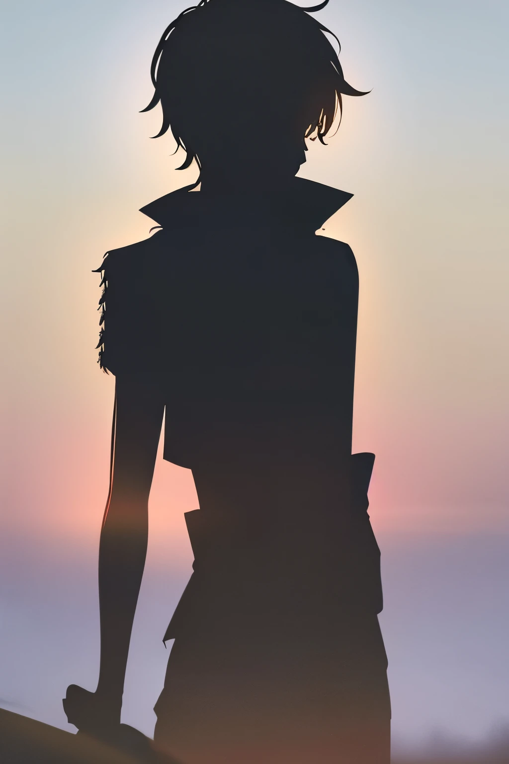 solo, 1boy, ((silhouette:1.4))