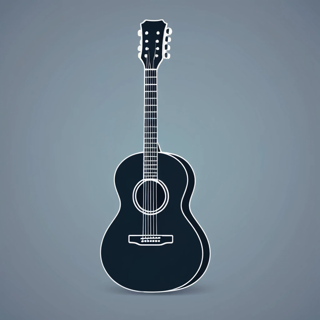 a guitar, 2d minimalistic icon, flat vector illustration, digital, smooth shadows, design asset