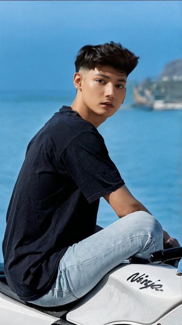 boy, Jungkook, realistic ,masterpiece, best quality, serious expression, face serious, boy, korean man, highres, portrait, photo_light, dark hair, black hair, dark scene {{}}, ulzzang-6500-v1.1:0.9