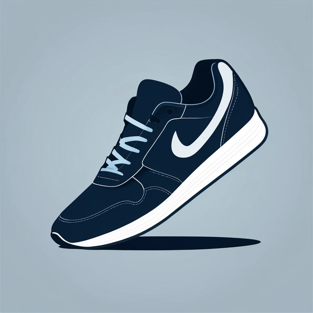 a sport shoe, 2d minimalistic icon, flat vector illustration, digital, smooth shadows, design asset