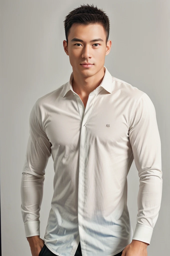 1man, 
a 30 y.o muscular male wearing long-sleeve white shirt and tie, wearing leather shoes,  full body, 
soft lighting, 
masterpiece, best quality, 8k uhd, dslr, film grain, Fujifilm XT3 photorealistic painting art by midjourney and greg rutkowski