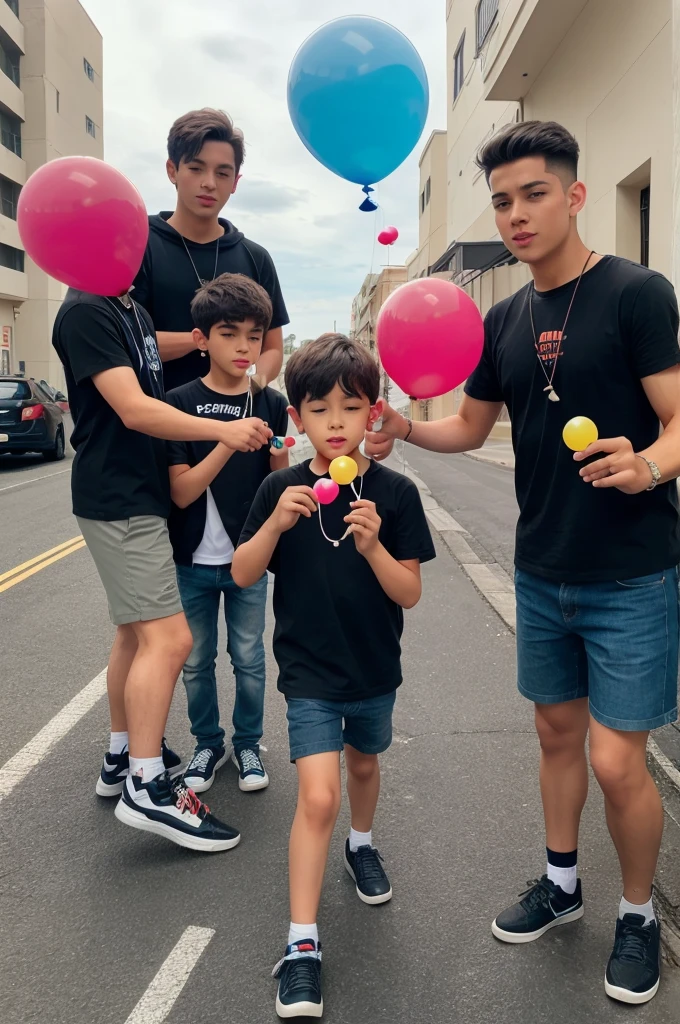 Give me a pic where 4 boys blowing balloons