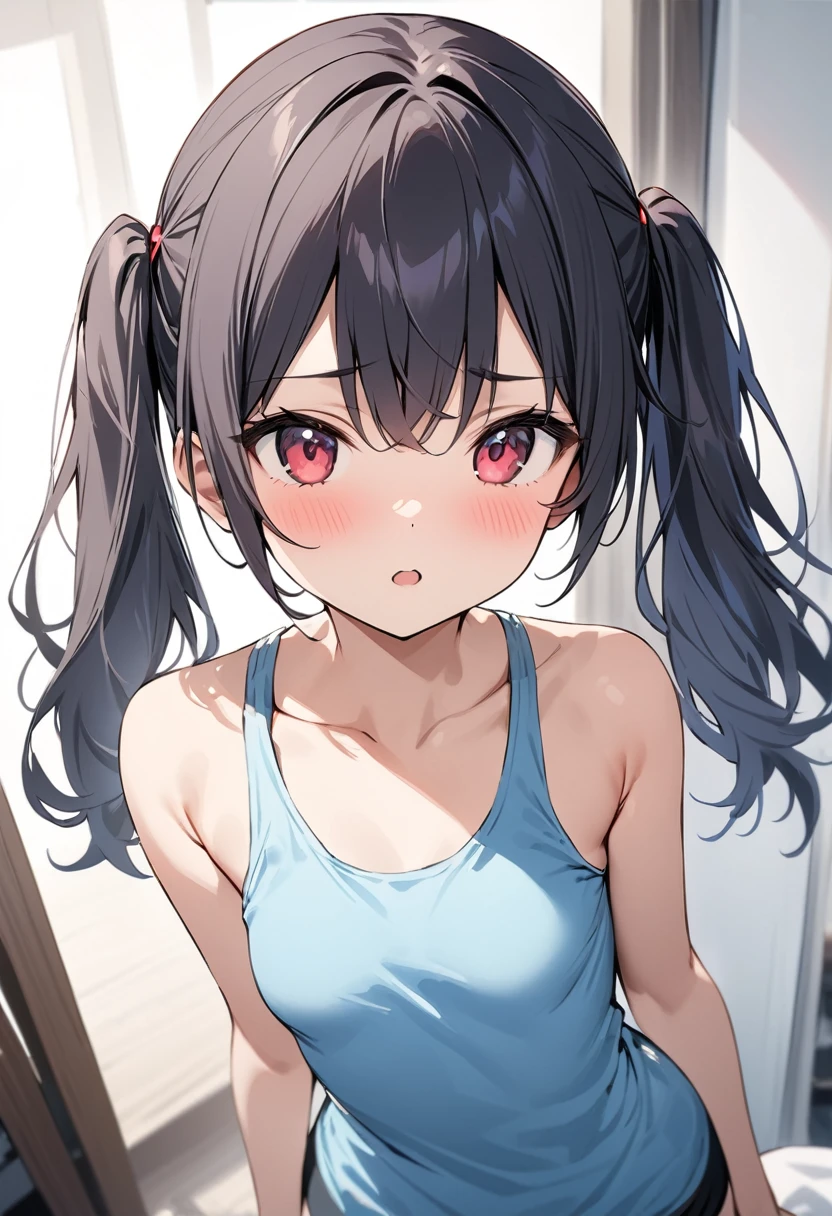 masterpiece、Highest quality、Best image quality、High resolution、Small breasts、Twin tails、Girl、Tank top