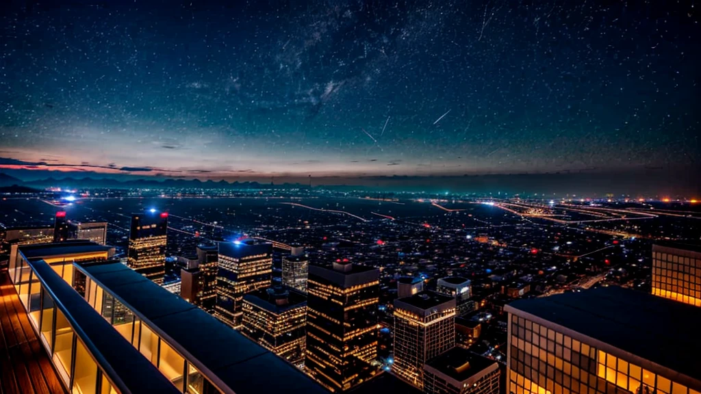 Rooftop upward perspective night