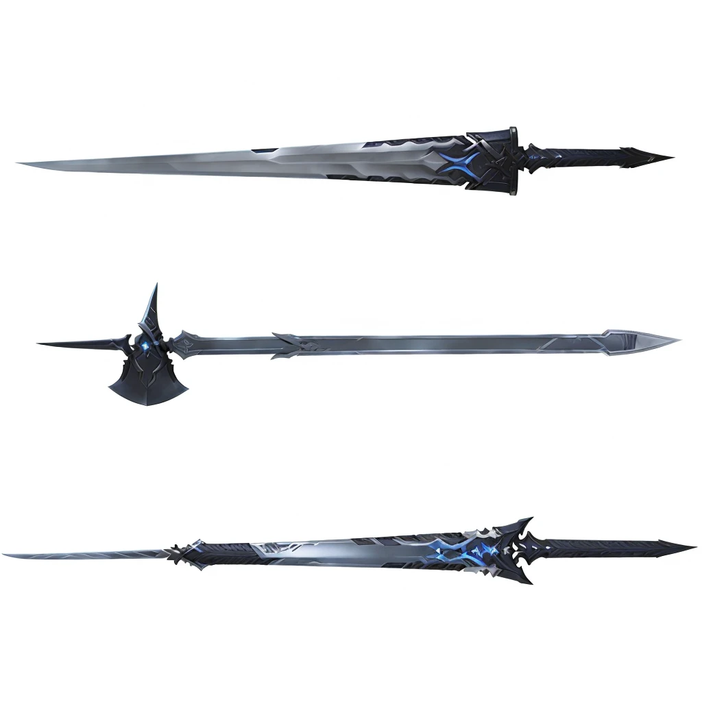 Pole Weapon，halberd, War blade weapon, Armored Sword Blade, Ghost Blade Style, blade design, Weapon Design, Multiple Floating Swords, Large sword, weapons concept art, Weapon concept art, Large sword, Pole Weapon・グレイブ, Metal sword, Complex fantasy spear, Buster Sword, infinity blade concept art, weapons
