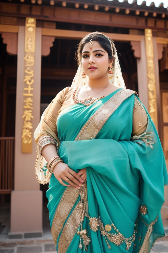 1 Heavenly beautiful and goddess beauty cute and sweet looking face Arabian female in front of Ciqikou Ancient Town, China, Heavenly beautiful Overweight, Heavenly beautiful Extremely fat, Heavenly beautiful and attractive Chubby figure , Heavenly beautiful looking and eye catching luxury style Kanjeevaram Saree , reaching out, Heavenly beautiful Arabian woman, 16k, High resolution, masterpiece, highest quality, fine skin, outside view, Realistic Photograph