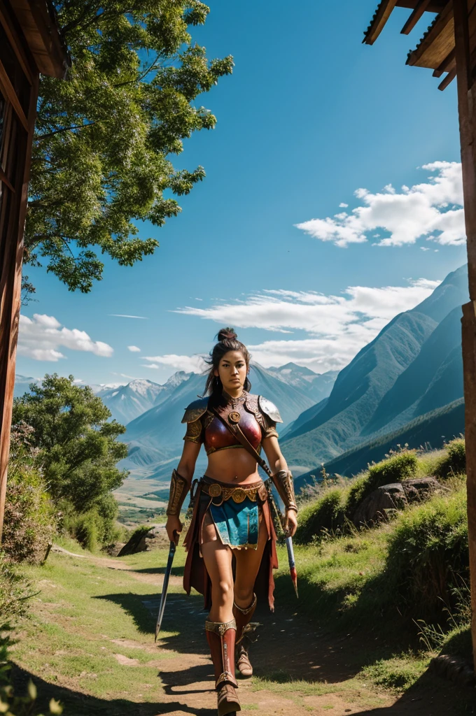 warrior in a beautiful scenery 