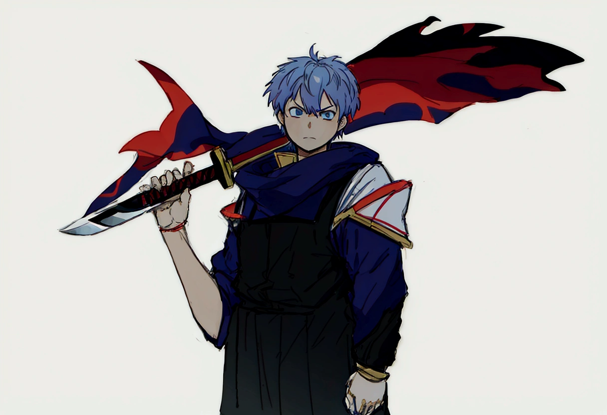 anime character with a sword and flame in his hand, 2d anime style, 2 d anime, by Shitao, shigenori soejima illustration, zerochan art, by Kamisaka Sekka, with leviathan ax, made with anime painter studio, Hero 2d Fanart Artsation, zerochan, anime character art, por Kamagurka