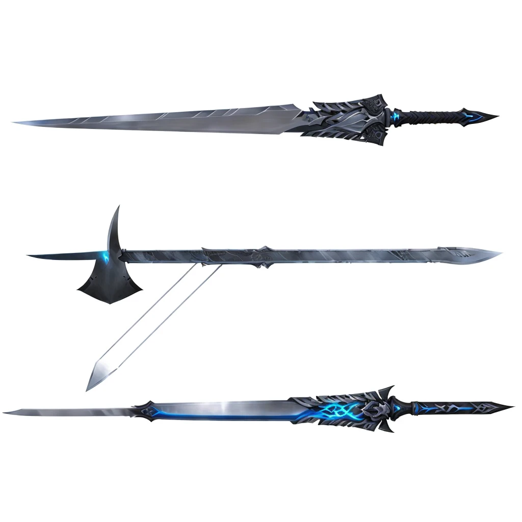 Illustrated Spear、Anime style weapons, Game weapon design、War blade weapon, Armored Sword Blade, Ghost Blade Style, blade design, Weapon Design, Multiple Floating Swords, Large sword, weapons concept art, Weapon concept art, Large sword, Pole Weapon Glaive, Metal sword, Complex fantasy spear, Buster Sword, infinity blade concept art, weapons