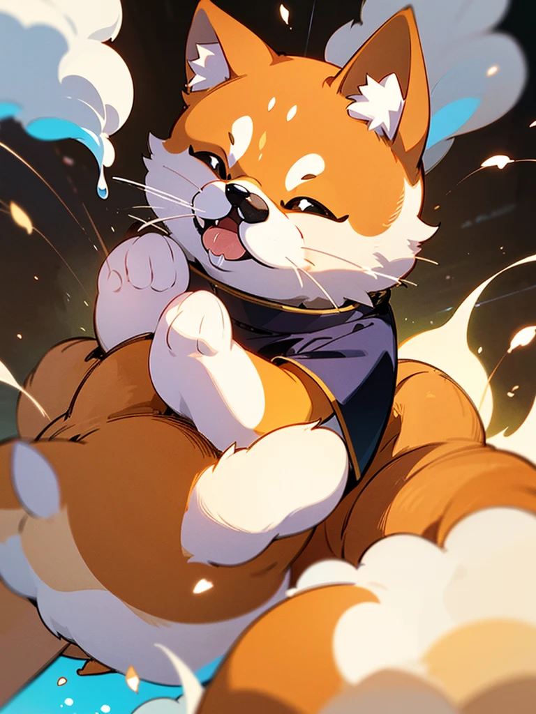 Highest Resolution,Highest quality,Shiba Inu,可愛いShiba Inu,Fluffy,Eating bait,smile,Drooling,Dripping saliva,