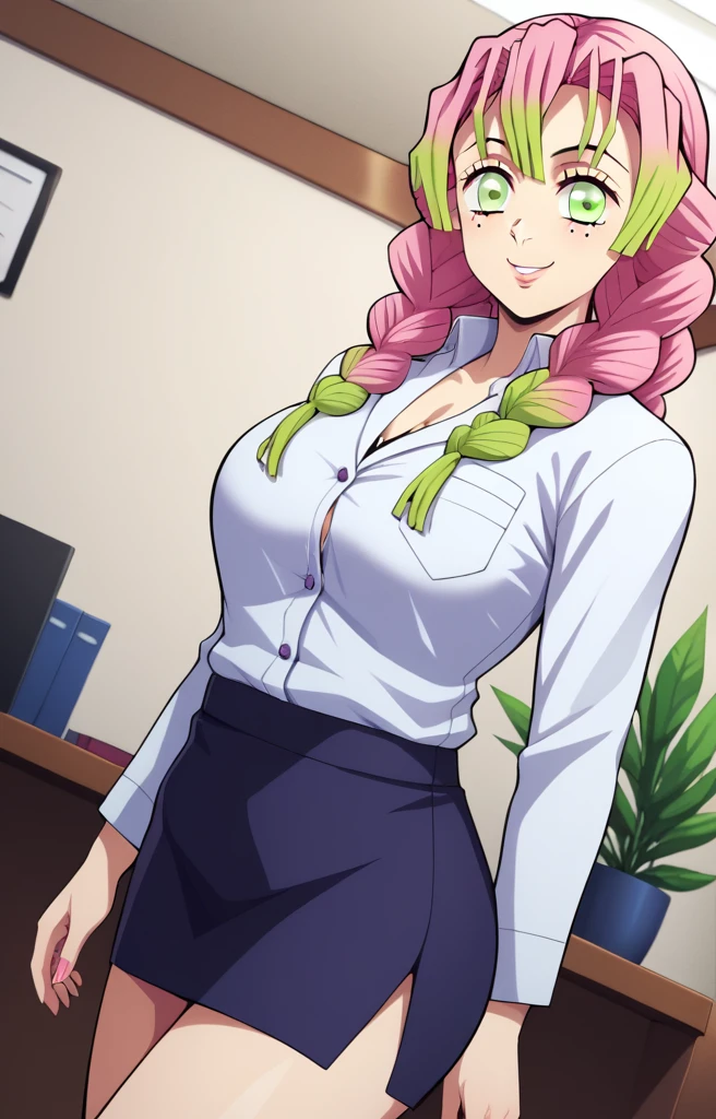 score_7_up, BREAK source_anime, KMitsuriV4XL, 1girl, solo, slight smile, office lady, office room, indoors, professional light, standing, dutch angle,
