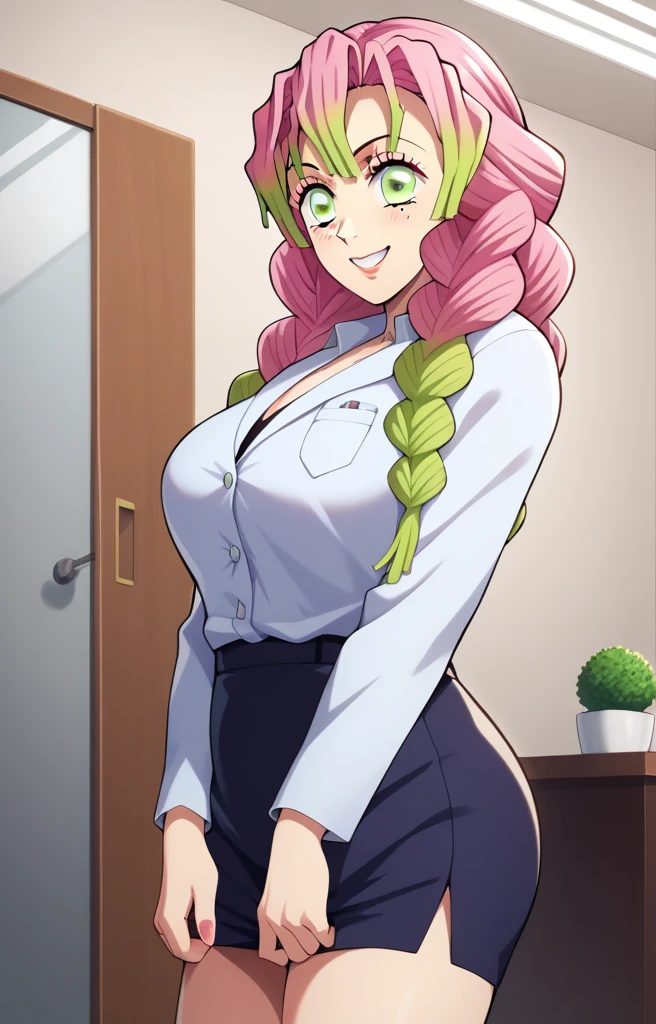 score_7_up, BREAK source_anime, KMitsuriV4XL, 1girl, solo, slight smile, (((naked)))), office room, indoors, professional light, standing, dutch angle, 