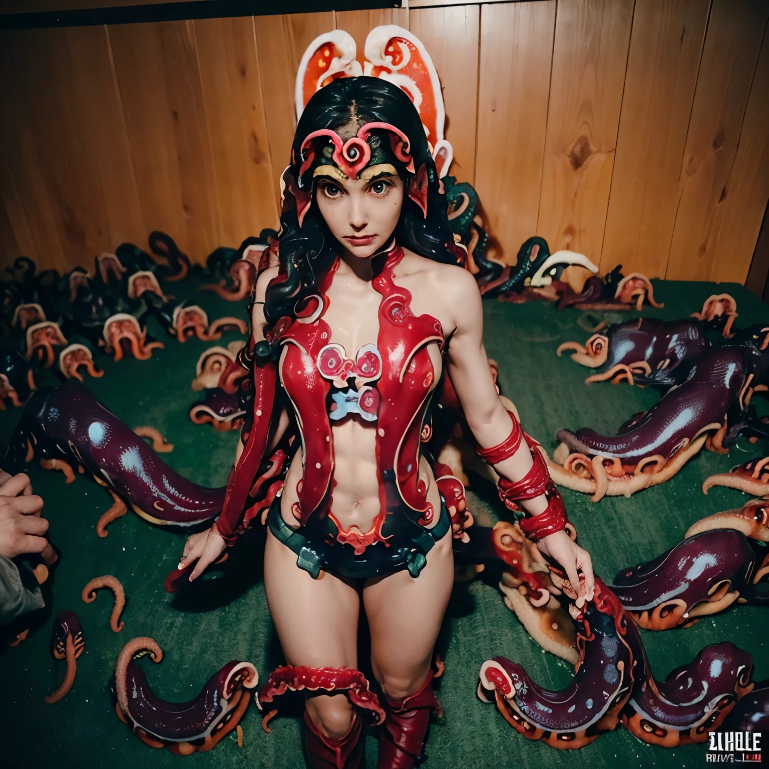 Wonder Woman figure、1/6th scale adult figure、(Includes a large number of tentacle parts:1.8)、Simple design tentacle parts、(Accurate Wonder Woman costume:1.2)、