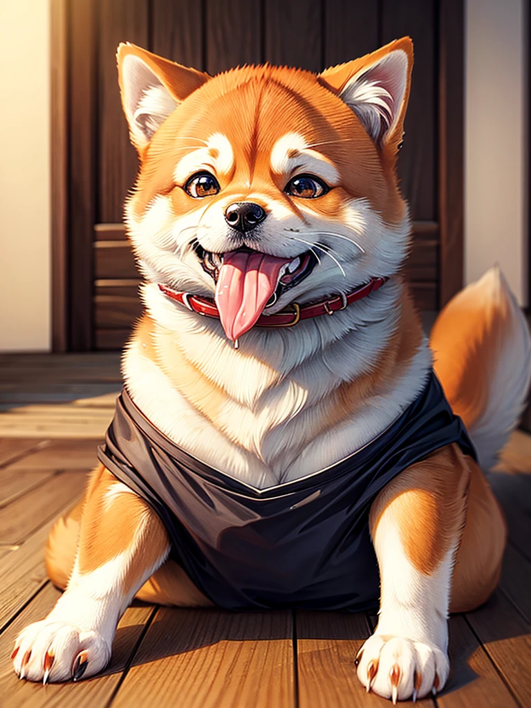 Highest Resolution,Highest quality,Shiba Inu,可愛いShiba Inu,Fluffy,Eating bait,smile,Drooling,Dripping saliva,Overflowing dripping,Iyashiba dog,