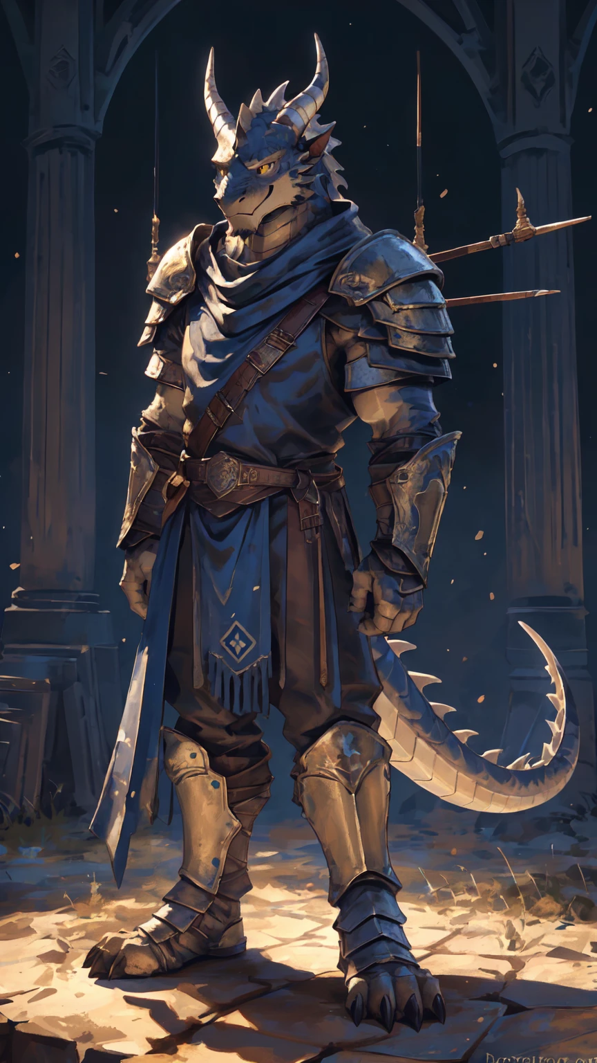 ((middle Ages:1.3,Range background:1.5)),Royal Family:1.2,((Heavy Crossbowman:1.4)),(sunny:1.3),high resolution,4K,(((whole body:1.1,Strike a pose:1.2))),masterpiece,high quality,((dragon)),male,dragonFurry,(ager:1.3),hairy,((brave,peaceful:1.4)),((Hand-held crossbow:1.3)),(((Slender face:1.2,Lean:1.2,Long legs:1.3,Thick dragon tail:1.2))),(((Gray head:1.2,Golden pupils:1.2,neck:1.3,Gray Hands:1.4,muscle:1.3))),(((White Armor:1.3,There is a blue flag on the armor:1.4))),Exquisite eyes,Detailed body,Detailed hands,Detailed feet,Kenket's Art