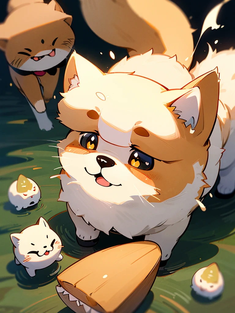Highest Resolution,Highest quality,Shiba Inu,可愛いShiba Inu,Fluffy,Eating bait,smile,Drooling,Dripping saliva,Overflowing dripping,Iyashiba dog,