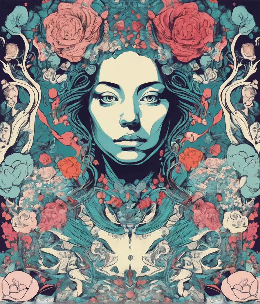 A close up of a woman with flowers on her head - SeaArt AI