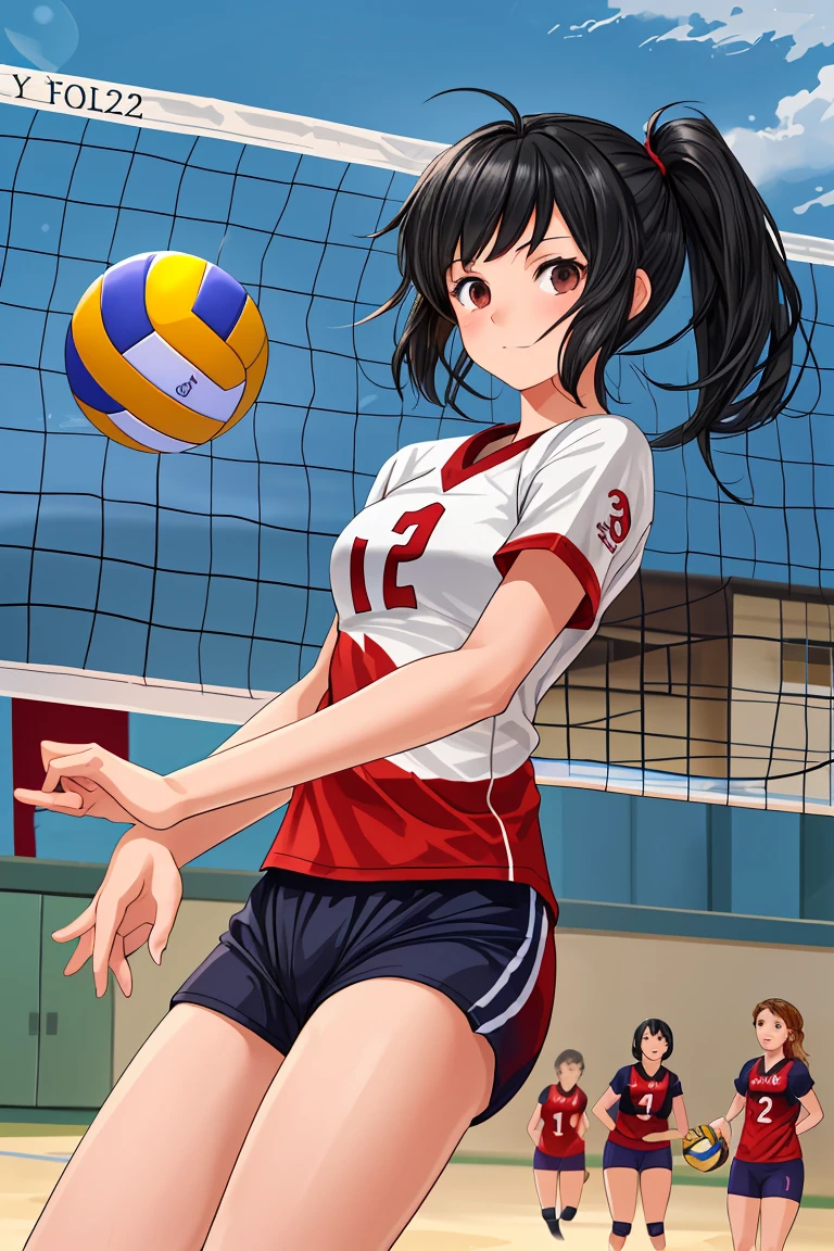 Middle School1Grade 12 years old beautiful girl Black Hair Shortcuts volleyball Bloomers