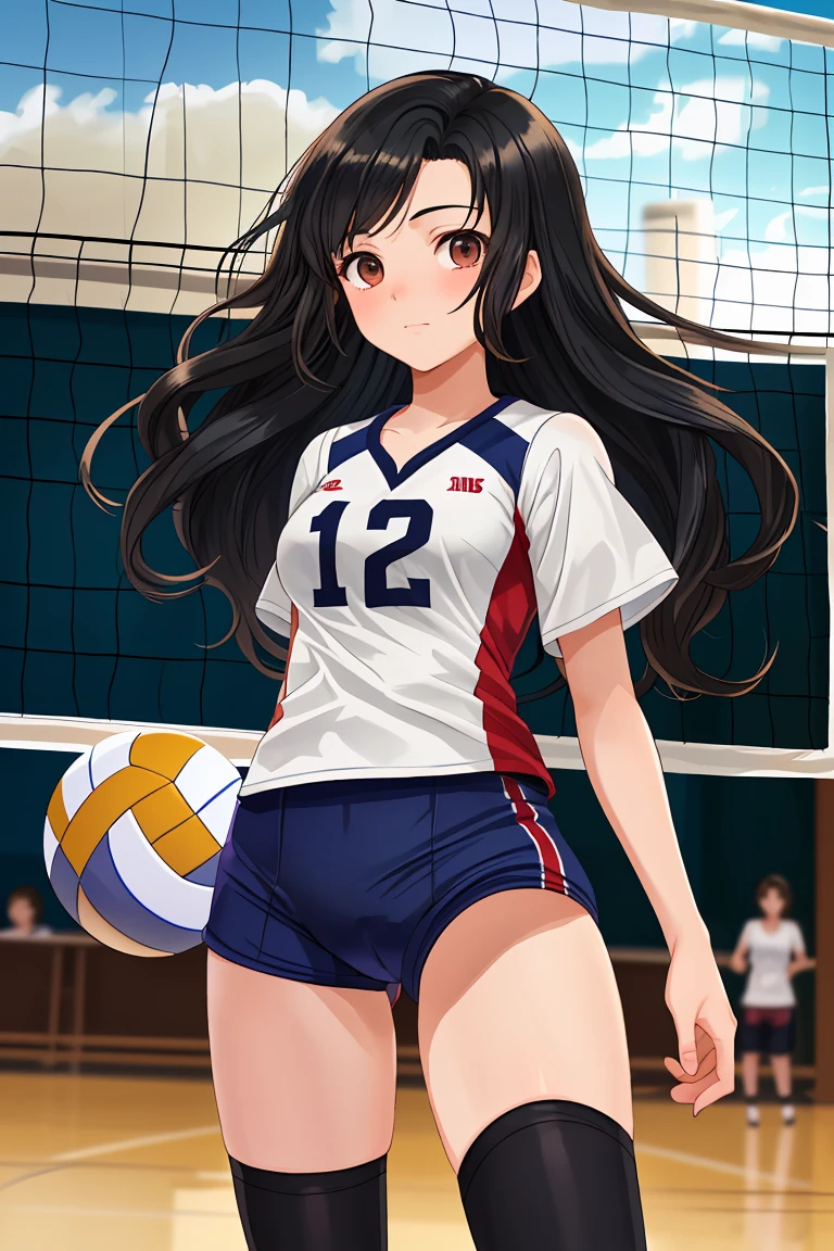 Middle School1Grade 12 years old beautiful girl Black Hair Shortcuts volleyball Bloomers