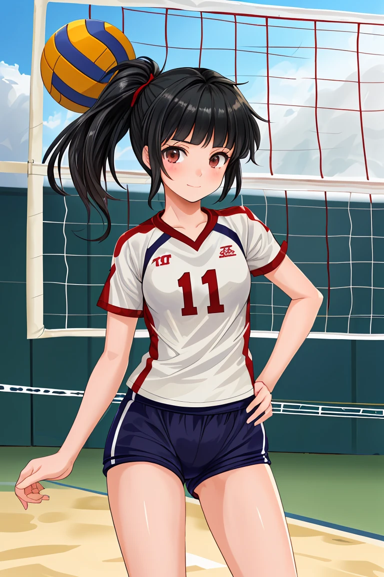 Middle School1Grade 12 years old beautiful girl Black Hair Shortcuts volleyball Bloomers