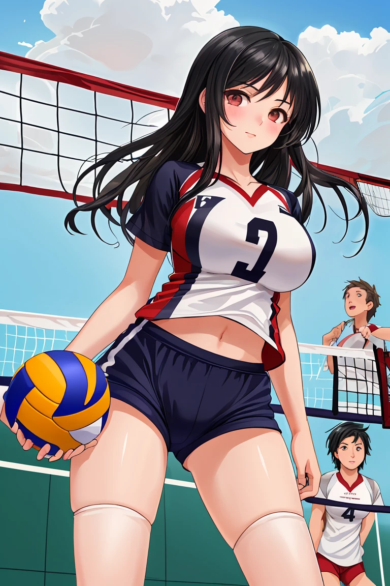 Middle School1Grade beautiful girl Black Hair Big Breasts Shortcuts volleyball Bloomers