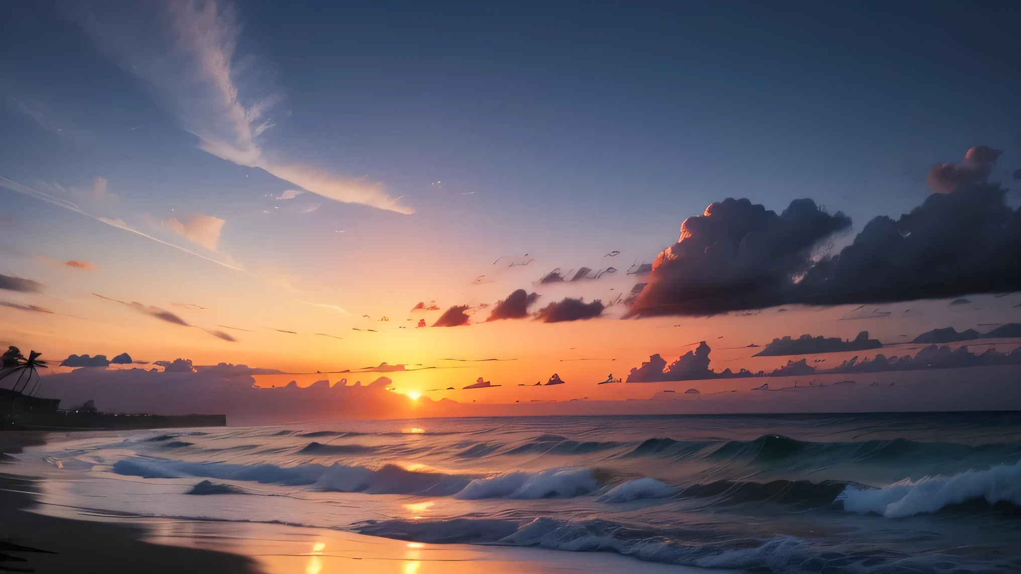 Sunset Hawaiian Beach, 16:9 8k photos realistic
