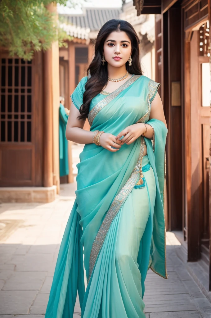 1 Heavenly beautiful and goddess beauty cute and sweet looking face Arabian female in front of Zhouzhuang Water Town- Suzhou, China, Heavenly beautiful Overweight, Heavenly beautiful Extremely fat, Heavenly beautiful and attractive Chubby figure , Heavenly beautiful looking and eye catching luxury style tight fitting Paithani Sarees , reaching out, Heavenly beautiful Arabian woman, 16k, High resolution, masterpiece, highest quality, fine skin, outside view, Realistic Photograph,  size 45 and waist size 32, close up face view
