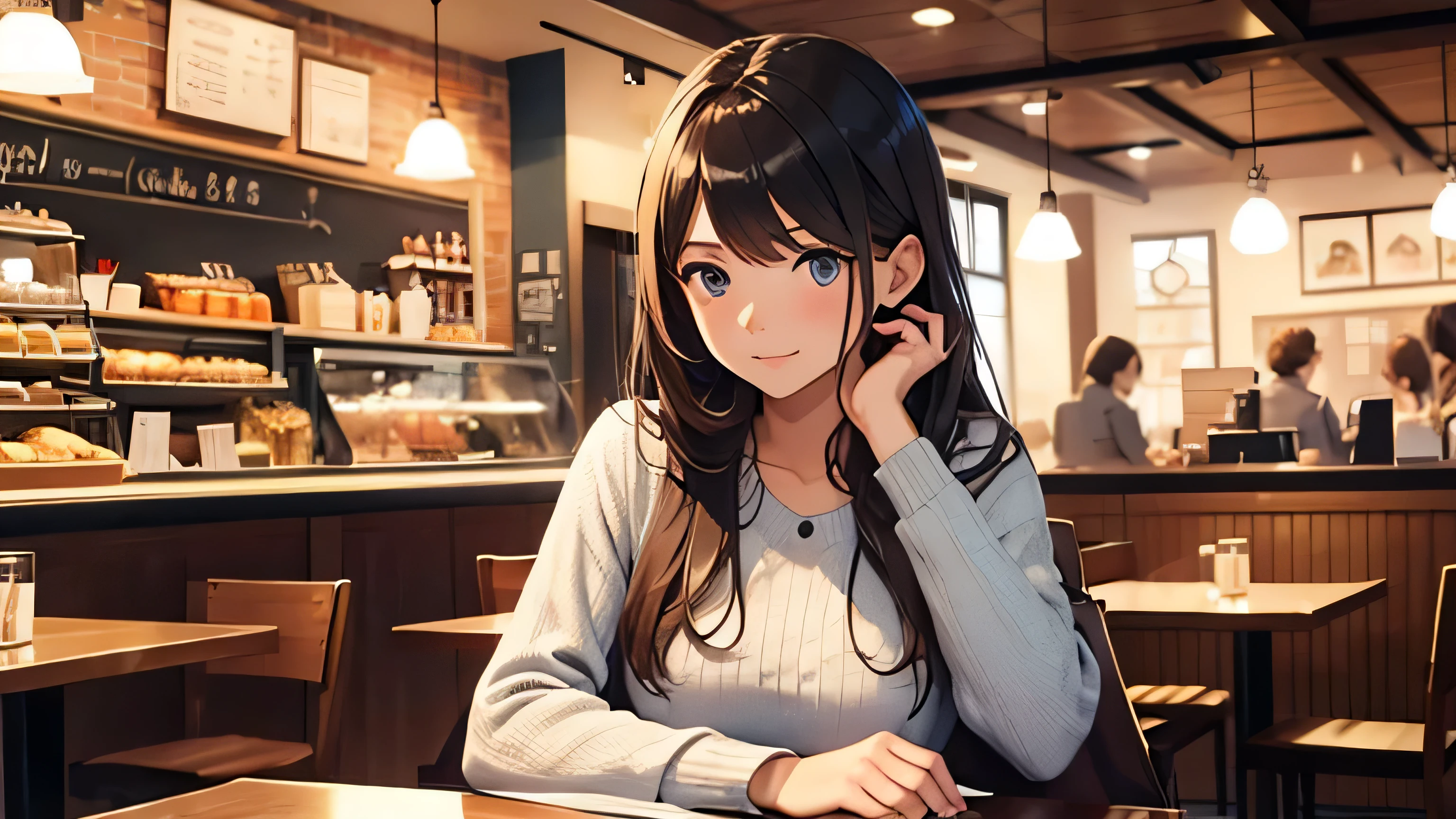 Girl studying in a cafe