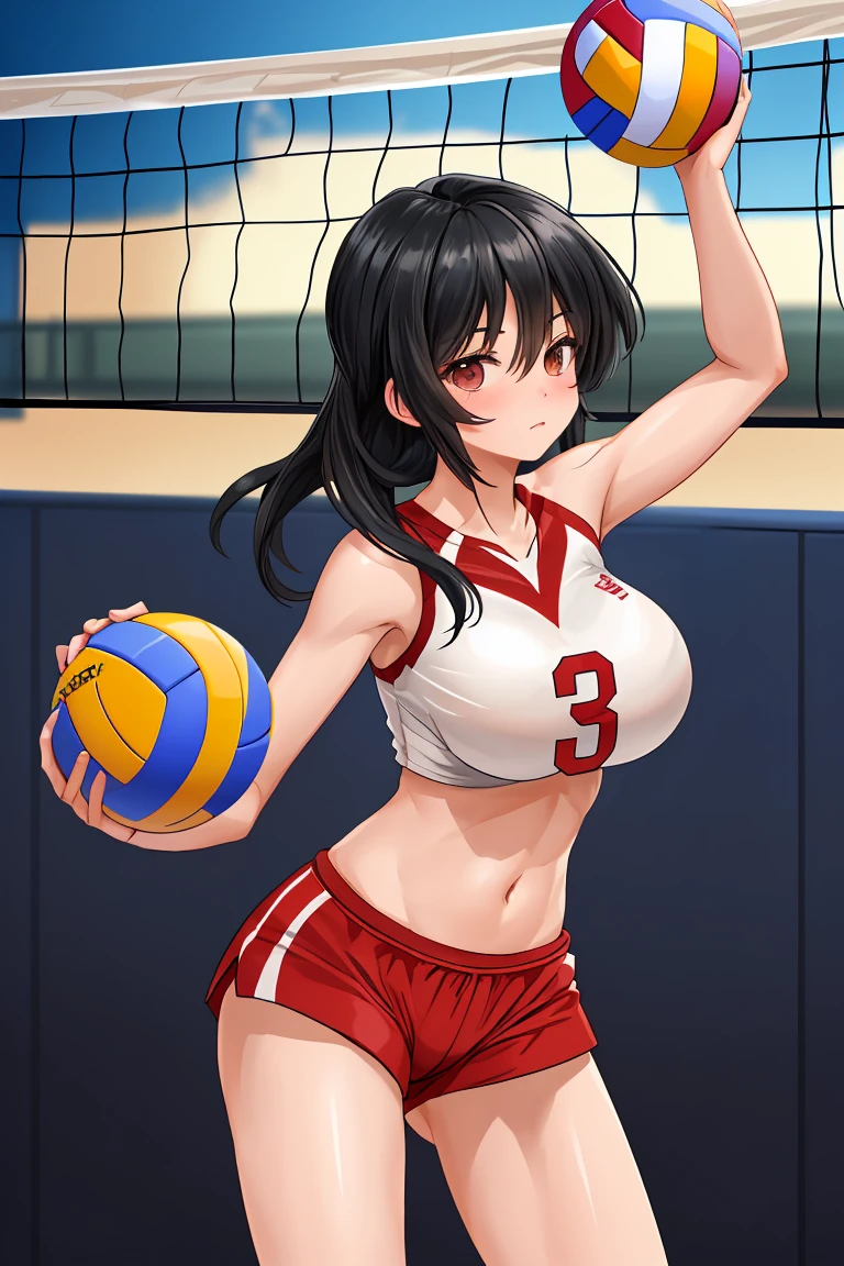 Black Hair Big Breasts Shortcuts volleyball Bloomers Lower body naked