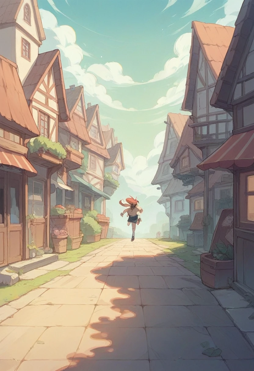The female character running up an animated hill, symbolizing effort and determination.