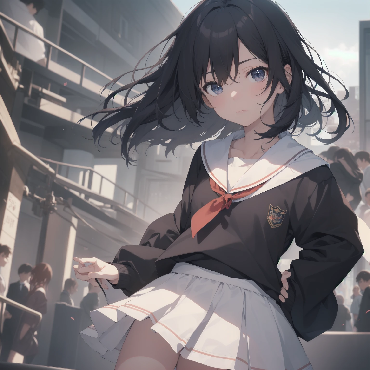 ultra-absurdres-Top quality by artist God, ultra-detailed, high resolution, anime moe artstyle, best anime 8k konachan wallpaper, pixiv contest winner, pool:2810, perfect anatomy,break, 1girl, (Please draw a girl walking sleepily to school alone. )break,(Solo,little female, 13-year-old:1.3),Full limbs, complete fingers,a junior high school student, (very short hair), short cut, flat chest, , small butt, small black eyes, beautiful detailed eyes, well-proportioned iris and pupils, expressive eyes, highres detailed hair, soft expression, salor school_uniform, sailor collar, serahuku, bow, pleated skirt,(Detailed Lighting), (Detailed background), in the School commute route. break,super detailed skin, Best cinematic lighting powered by famous artist, 8k,beauty illustration,photoshop_(medium),very aesthetic,break,((artist:saiguchi_otoufu )), artist:clamp ,artist:carnelian ,artist:kantoku ,
