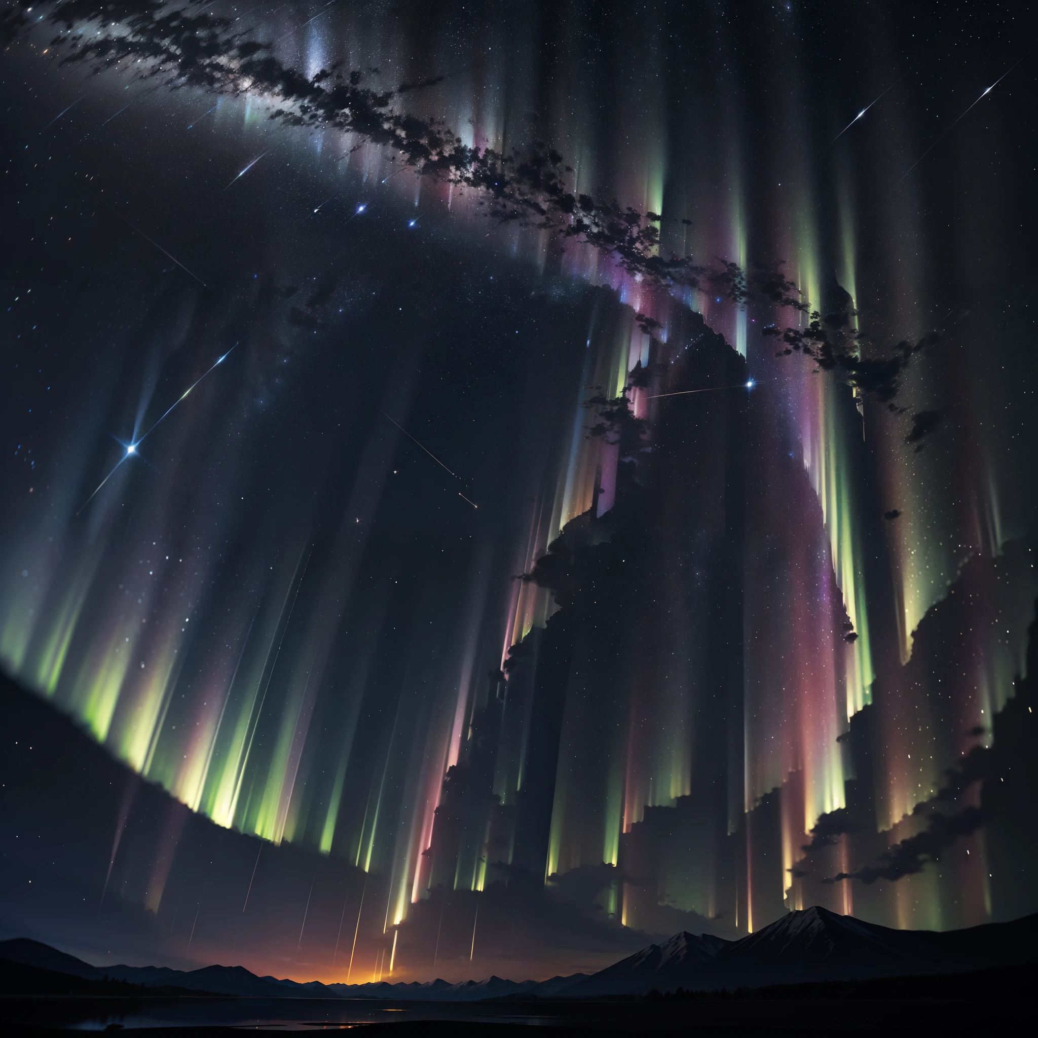 6 Constellation, stars, milkyway, mixed, extra detailed, Comet, 4K, aurora