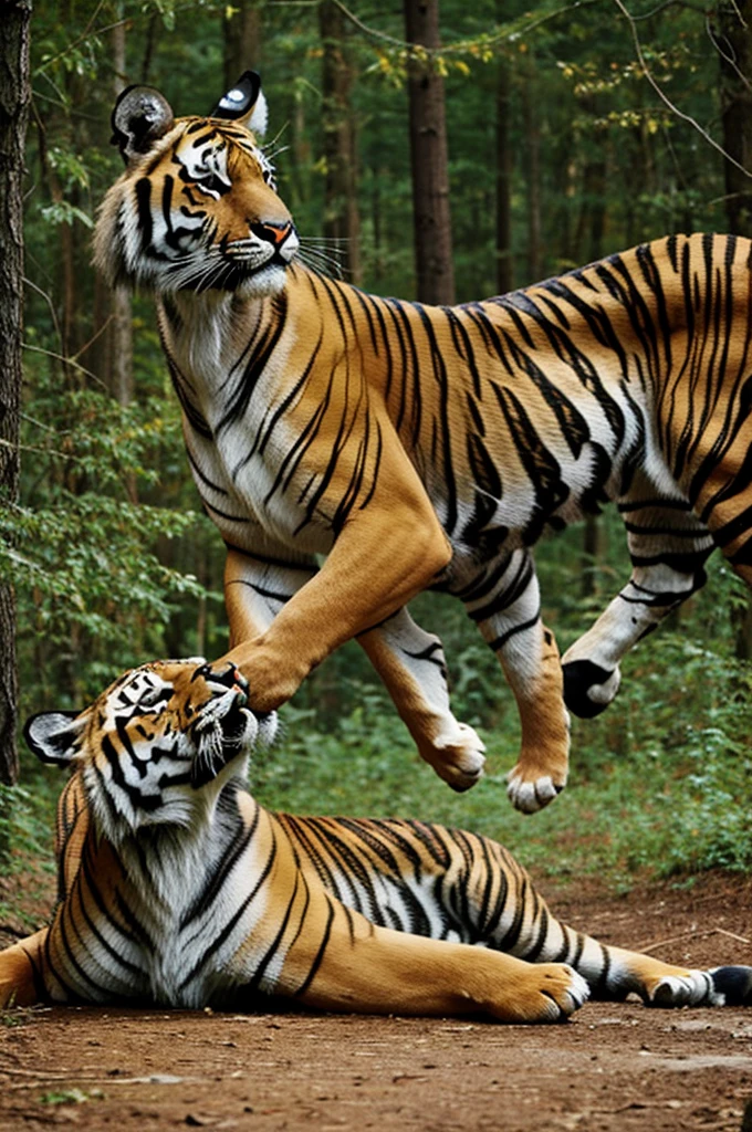 tiger grabbing deer