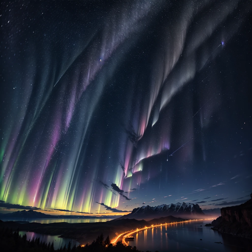 6 Constellation, stars, milkyway, mixed, extra detailed, Comet, 4K, aurora, sky (blue, pink,purple), majestic, epic, HDR, Timelapse
