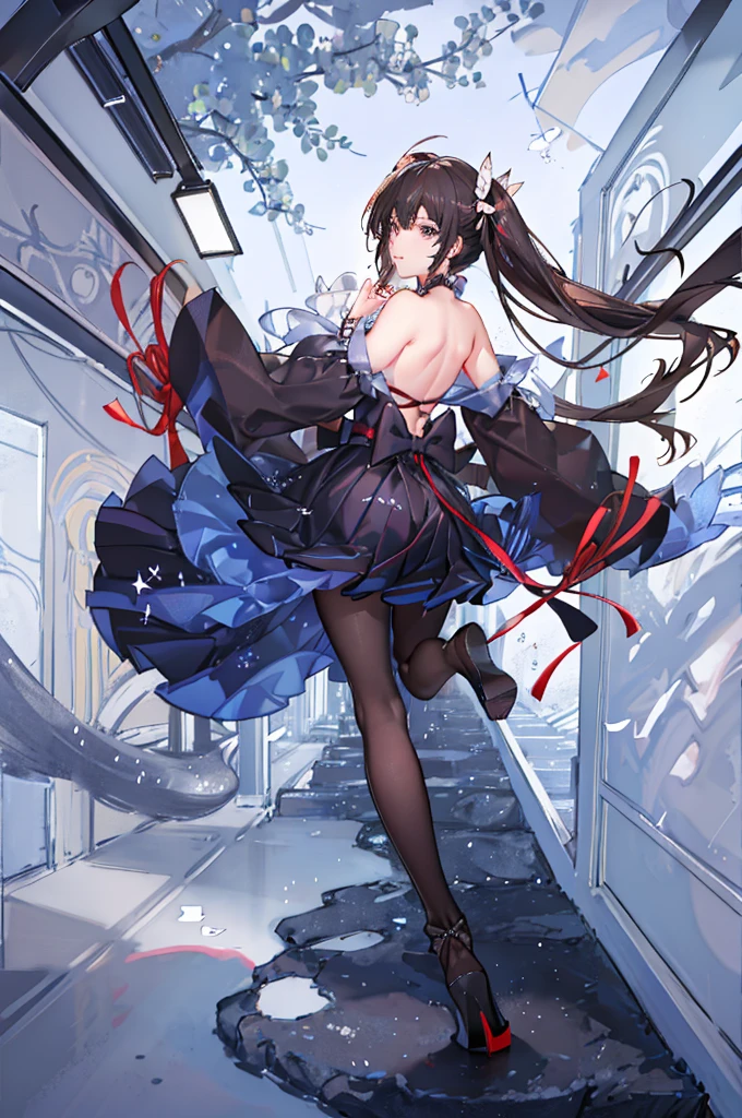 An illustration,masterpiece,girl,Bob Hair,Brown Hair,beautifuleye,Cleavage,Small breasts,(Sexy face),Cabaret Club,(VIP Room),hostess,Red backless dress,(Show me your back),(look back),Bare shoulders,((whole body:1.3)),((Black high heels:1.1)),茶色のeye,(small sparkly earrings),Close your mouth,{Depth of written border},(Particles of light:1.1).Photorealisticです、It is high resolution.、Gentle Light、1 Female、soloで、Hip Up、Glowing Skin、(A detailed face)、Hair with white waves、見る者を誘うeye、恋人eye線、inviting expression、Sexy smile、Perfection & Style、Perfect balance、Detailed skin、Naughty conflicts、I can see your chest、showing her:1.2、showing her:1.2、Horizontal feet、(At 32K、Live Shooting、Highest quality、workmanship:1.2)、(Spreading her legs wide、Spread your legs wide)、(Long twin tails)、Viewers are watching、前からeye線、Bullish、Erotic、Light blue bra、White skin、knees、(Beige pantyhose)、Absurd、Small Face、Bangs from center to center、The forehead is visible、(Embarrassed、skinny、)、workmanship、Highest quality、Ultra-high resolution、beautiful、beautiful、There is only one person、solo、Full Body、cute、Japanese women、Are standing、 (Photorealistic:1.37)、Photon interpretation、Realism、Young face、ブラウンeye、Black socks、(Red bow tie)、Radio City、Physical-based manners are cute、Maebo、Depth of written boundary、Body、Beautiful feet、Beautiful long legs、Slim legs、Tie your hair in one strand on your chest、(I can see the bangs)、lips、Blue_eye、Nose Soft、 (Shui Color)Shirt)、(Navy, blue and white checkered pleated skirt)