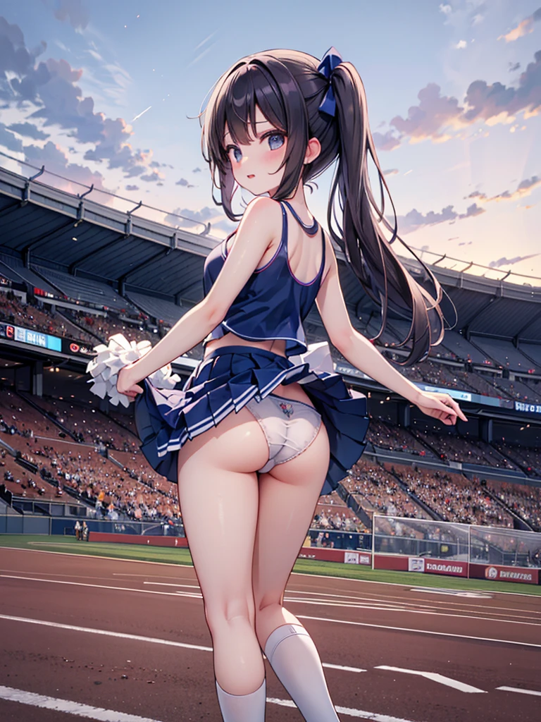 RAW Photos, Highest quality, High resolution, Very detailed、 8K image quality、Cheerleader、skirt、、Stadium、Panties、Shooting from behind、Jump