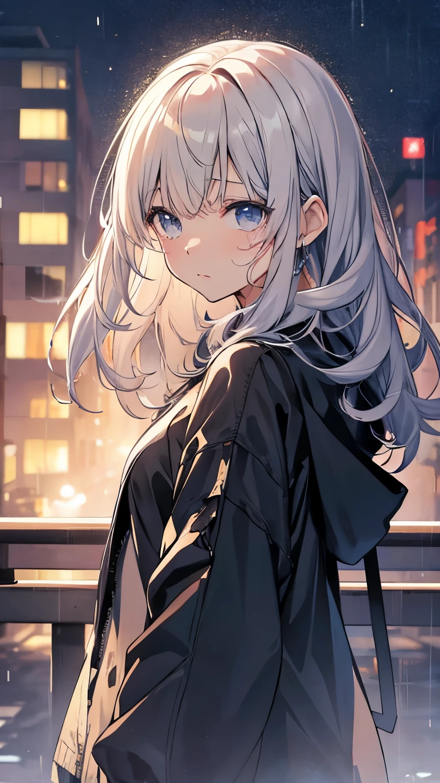 whole body、rain、Crying face、傘をささずrainに濡れている、Shortcuts、Anime Style、Drawing