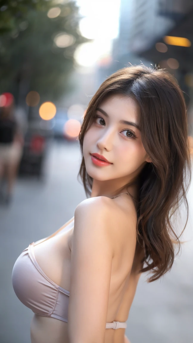 ((Best Quality, 8k, Masterpiece:1.3)),1 girl,18 years,asian,real texture:1.3,(background blur:1.1),naked with legs open,tall and slender figure:1.2,(hot summer weather),(street:1.3),Highly detailed face and skin textures.,exquisite eyes,long eyelashes,double eyelids,skin whitening,happy,Various postures,big breasts