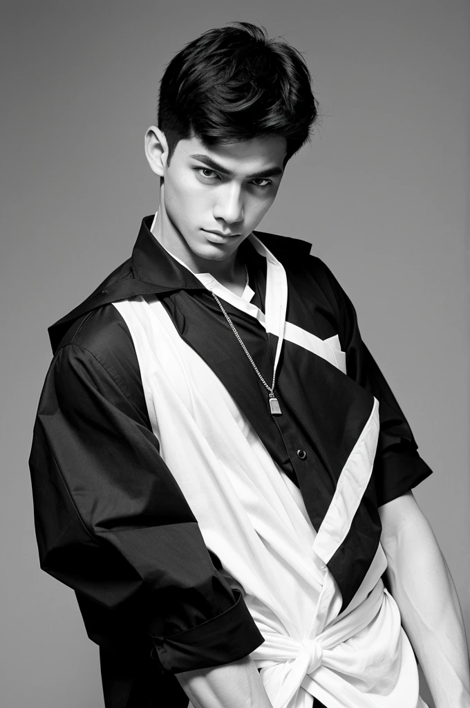 Attitude boy wear black and white cloth