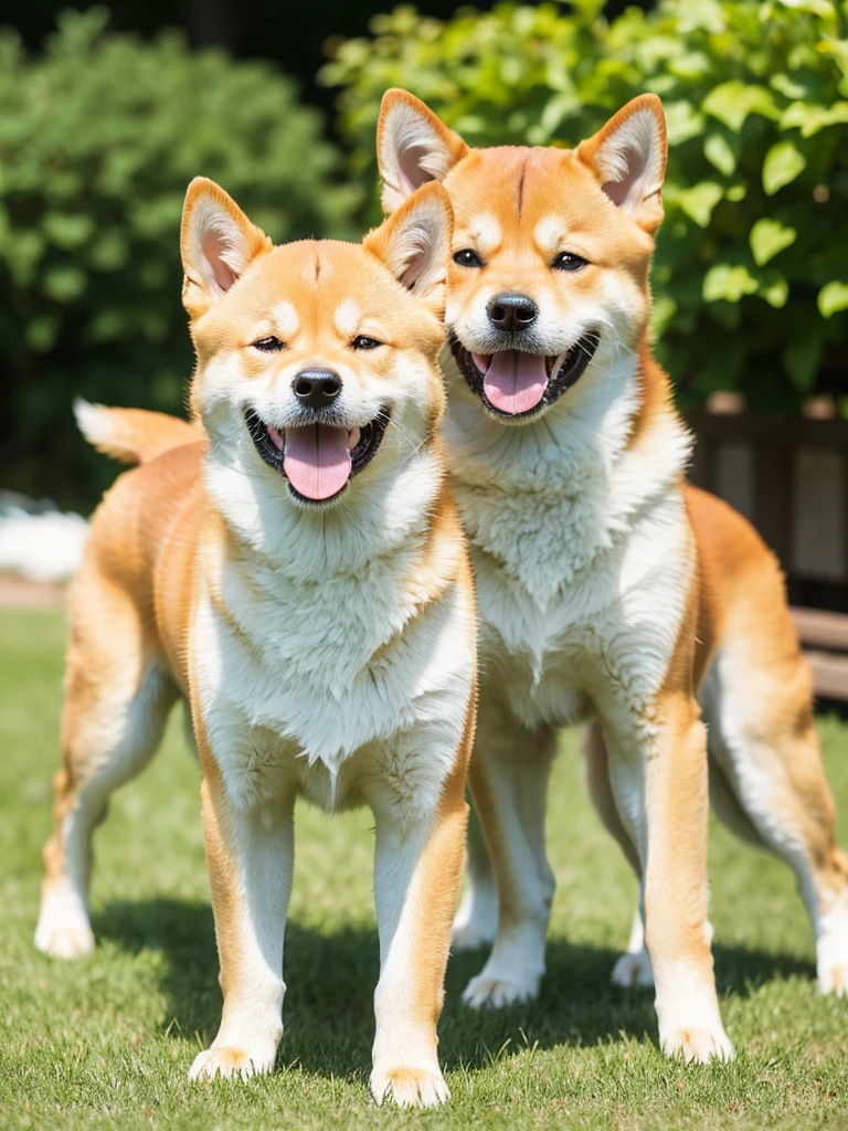 Highest Resolution,Highest quality,Shiba Inu,可愛いShiba Inu,Fluffy,smile,Drooling,Dripping saliva,Overflowing saliva,Iyashiba dog,garden,doghouse,grass,Stringy saliva,