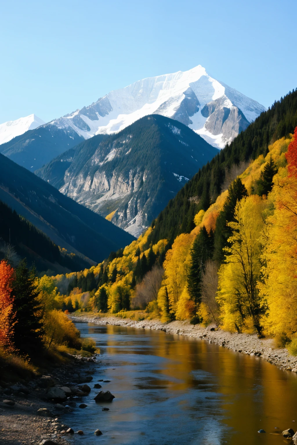 ((best quality)), ((masterpiece)), (detailed)mountains, river