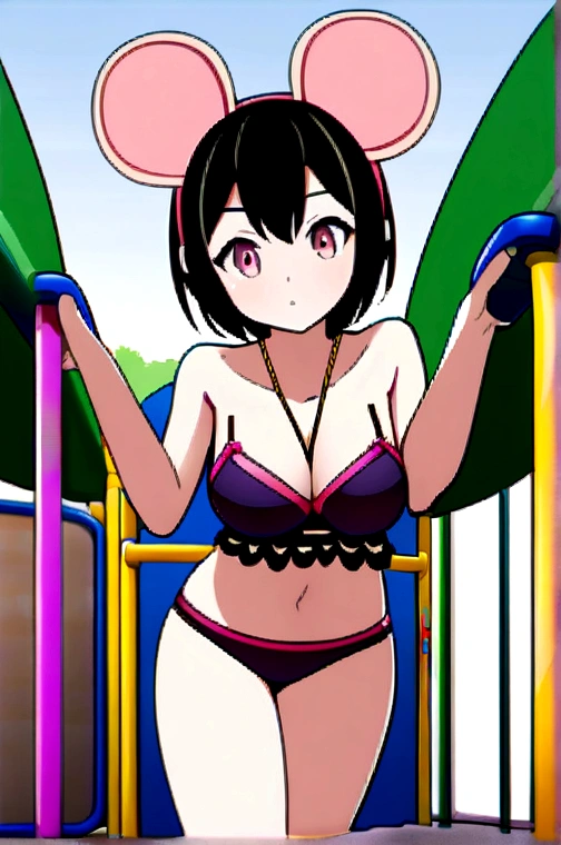 Medium breasts, Bikini, Mouse ears easily reveal armpits playground